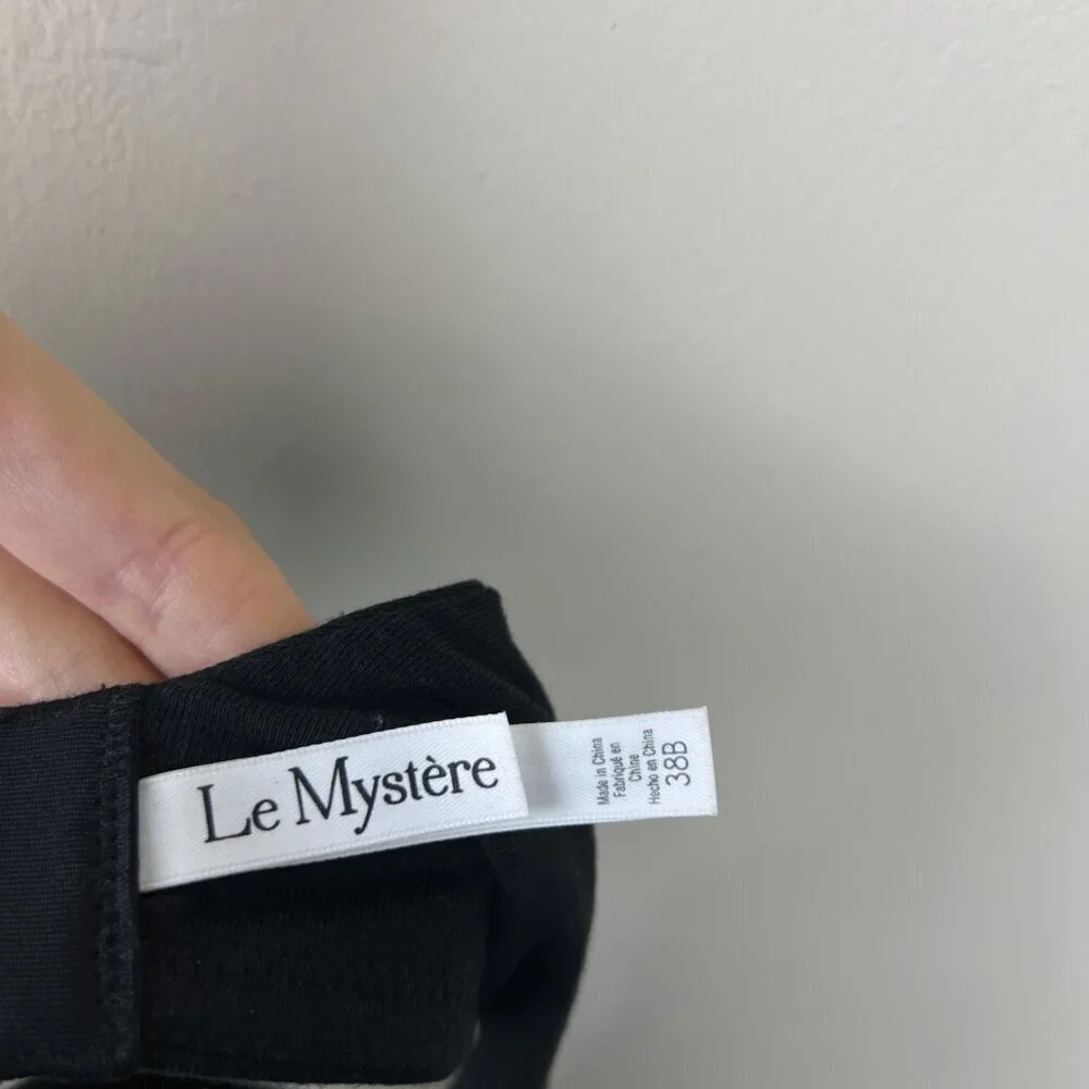 Le Mystere Black Lace Overlay Cotton Touch Wireless Bra
